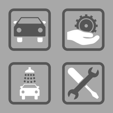 Araba Servisi düz vektör simgesi kare