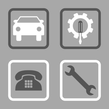 Araba Servisi düz vektör simgesi kare