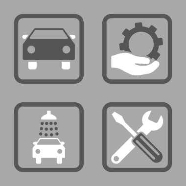 Araba Servisi düz vektör simgesi kare