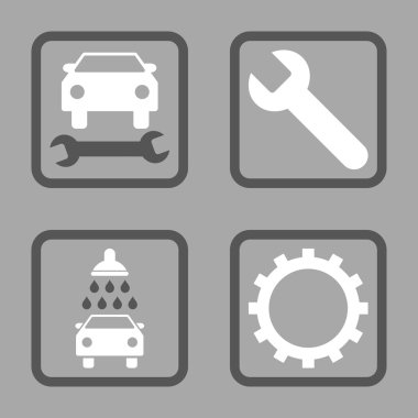Araba Servisi düz vektör simgesi kare