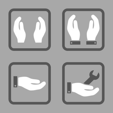 Bakım el düz kare vektör simgesi