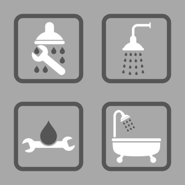 Sıhhi tesisat düz kare vektör simgesi