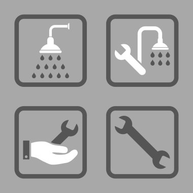 Sıhhi tesisat düz kare vektör simgesi