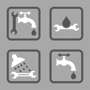 Sıhhi tesisat düz kare vektör simgesi