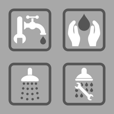 Sıhhi tesisat düz kare vektör simgesi