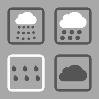 Yağmur bulutları düz kare vektör simgesi