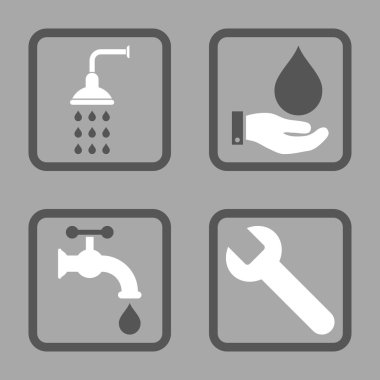 Sıhhi tesisat düz kare vektör simgesi