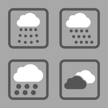 Yağmur bulutları düz kare vektör simgesi