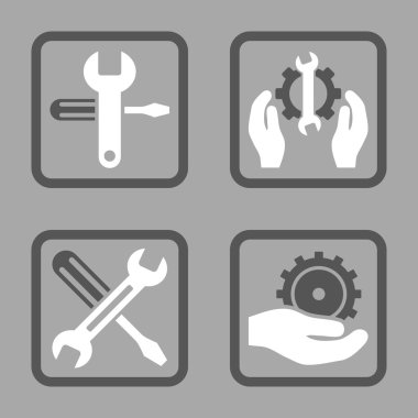 Düz kare vektör simgesi hizmet araçları