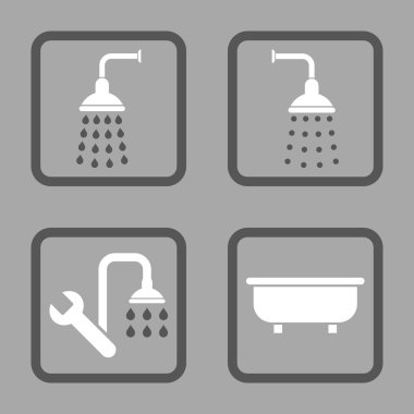 Duş banyo düz kare vektör simgesi