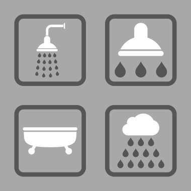 Duş banyo düz kare vektör simgesi