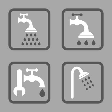 Duş sıhhi tesisat düz kare vektör simgesi