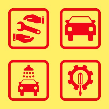 Araba Servisi düz vektör simgesi kare