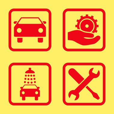 Araba Servisi düz vektör simgesi kare