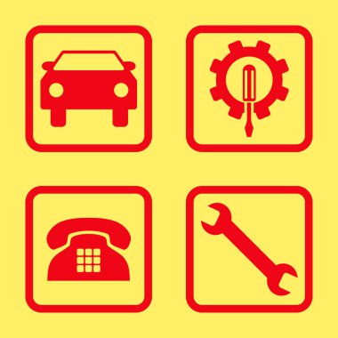 Araba Servisi düz vektör simgesi kare