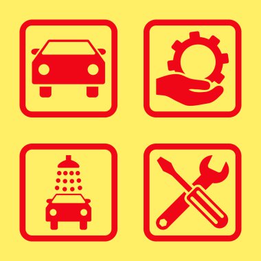 Araba Servisi düz vektör simgesi kare