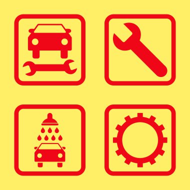 Araba Servisi düz vektör simgesi kare