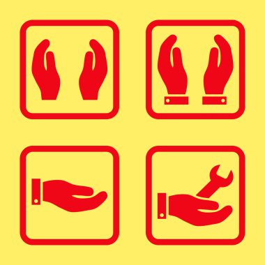 Bakım el düz kare vektör simgesi