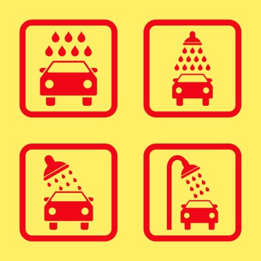 Araba duş düz kare vektör simgesi