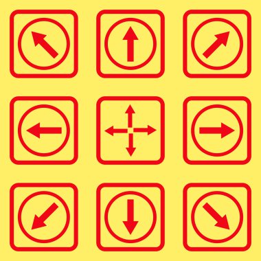 Yön okları düz kare vektör simgesi