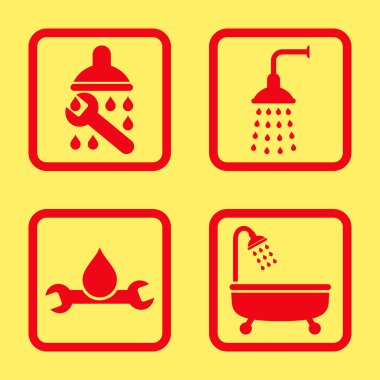 Sıhhi tesisat düz kare vektör simgesi