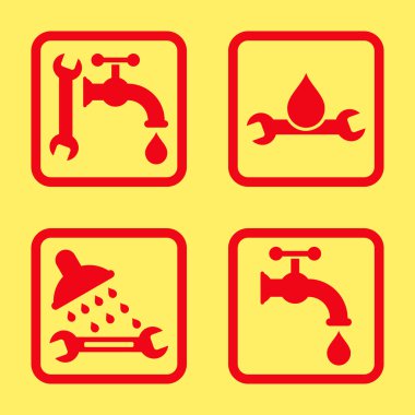 Sıhhi tesisat düz kare vektör simgesi