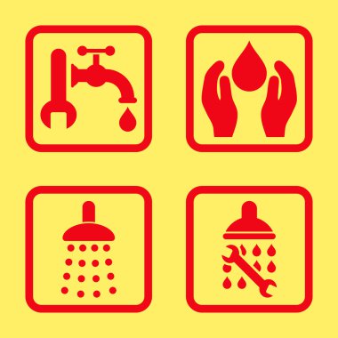 Sıhhi tesisat düz kare vektör simgesi