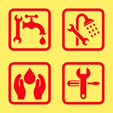 Sıhhi tesisat düz kare vektör simgesi