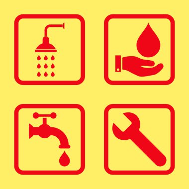 Sıhhi tesisat düz kare vektör simgesi