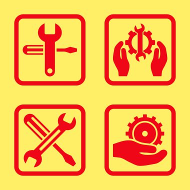 Düz kare vektör simgesi hizmet araçları