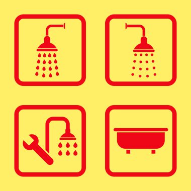 Duş banyo düz kare vektör simgesi