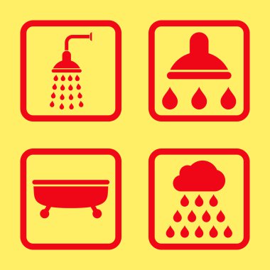 Duş banyo düz kare vektör simgesi