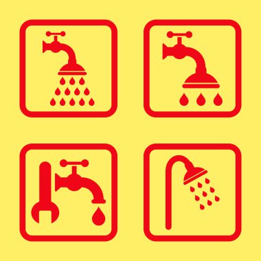 Duş sıhhi tesisat düz kare vektör simgesi