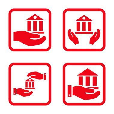 Vektör simge banka hizmet düz kare