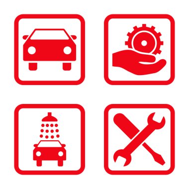 Araba Servisi düz vektör simgesi kare
