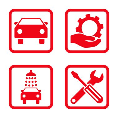 Araba Servisi düz vektör simgesi kare