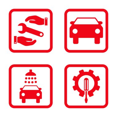 Araba Servisi düz vektör simgesi kare