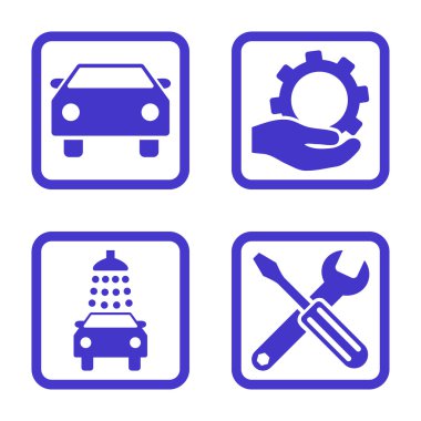 Araba Servisi düz vektör simgesi kare