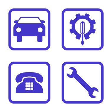 Araba Servisi düz vektör simgesi kare