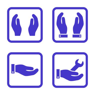 Bakım el düz kare vektör simgesi