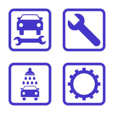 Araba Servisi düz vektör simgesi kare