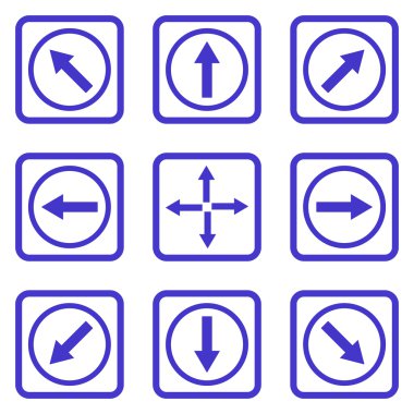 Yön okları düz kare vektör simgesi