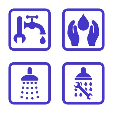 Sıhhi tesisat düz kare vektör simgesi