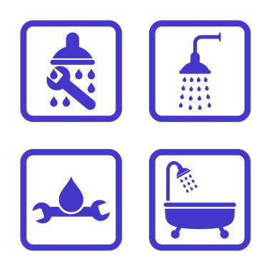 Sıhhi tesisat düz kare vektör simgesi