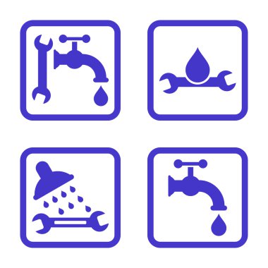 Sıhhi tesisat düz kare vektör simgesi