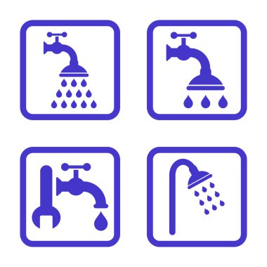Duş sıhhi tesisat düz kare vektör simgesi