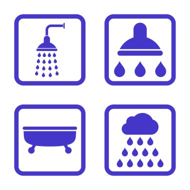 Duş banyo düz kare vektör simgesi