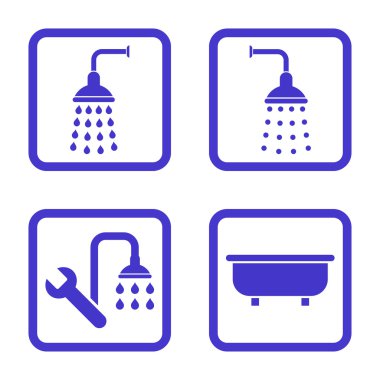 Duş banyo düz kare vektör simgesi