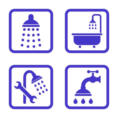 Duş düz kare vektör simgesi