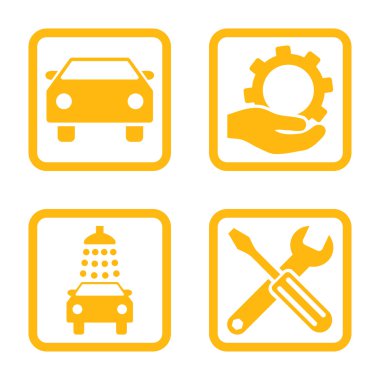 Araba Servisi düz vektör simgesi kare
